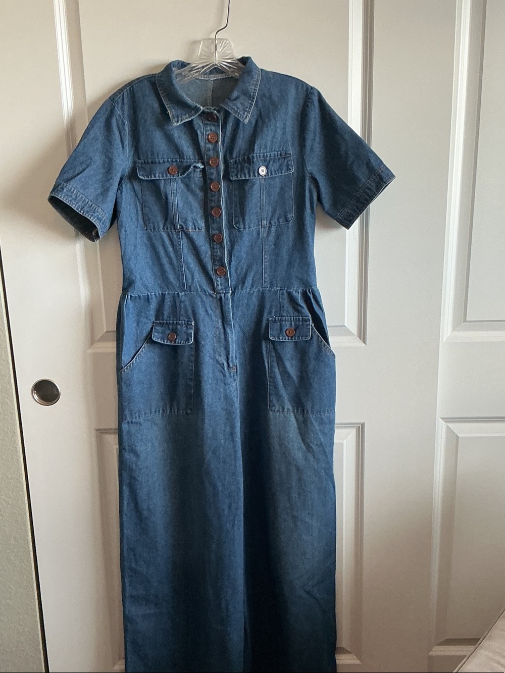 Classic Blue Denim Shirt Dress with Button Front
